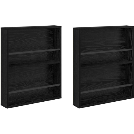 vidaXL - Tijdschriftenrek - 2 - pcs - Zwart - Eiken - 60 - x - 12 - x - 70 - cm - Bewerkt - hout