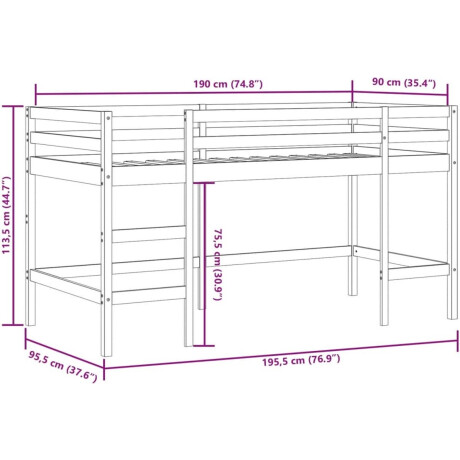 vidaXL - Kinderhoogslaper - met - tunnel - 90x190 - cm - grenenhout - wit - en - zwart