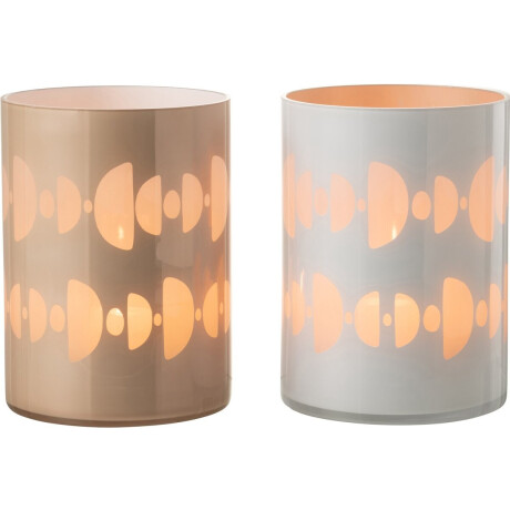 J-Line windlicht Halve Maan - glas - mix - large - 2 stuks