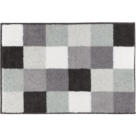 Casilin Badmat Antislip 65x115cm Blocks - Waterabsorberende Badkamermat - Wasbaar en Sneldrogend - Voor Douche en Bad - Hoogpolig - Acryl - Rechthoek - Grijs, Groen