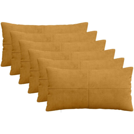 vidaXL - Kussensloop - 6 - st - ALMELO - Geel - 40 - x - 70 - cm - corduroy