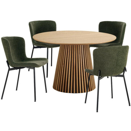 Osaka eethoek 1 eettafel eikenfineer en 4 stoelen donkergroen.