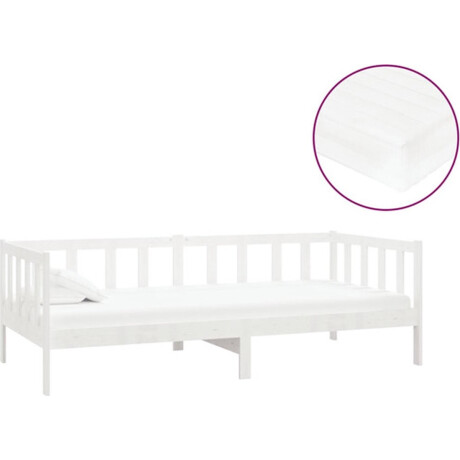 vidaXL - Slaapbank - met - matras - massief - grenenhout - wit - 90x200 - cm