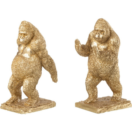 J-Line boekensteun Gorilla - polyresin - goud - 2 stuks