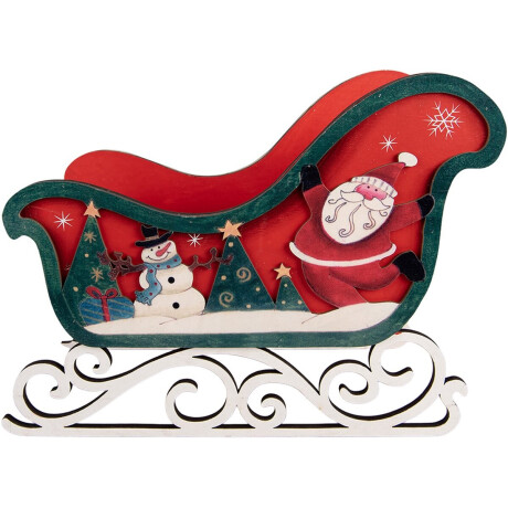 Clayre & Eef Kerstdecoratie Beeld Slee Rood Hout