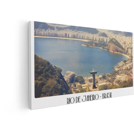 Artaza Canvas Schilderij Iconisch Christus de Verlosser Standbeeld met Uitzicht op de Baai van Rio de Janeiro - Brazilië - 100x50 cm - Wanddecoratie Woonkamer - Schilderijen - Muurdecoratie