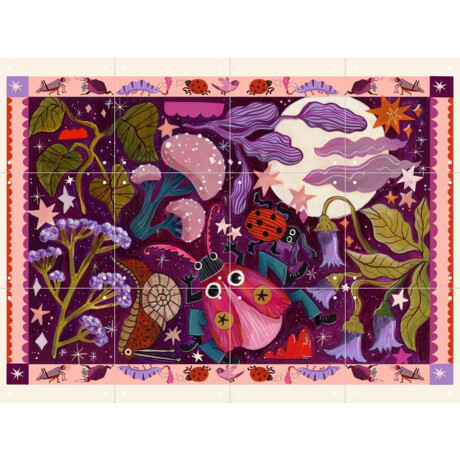 IXXI Moonlight Garden, Lena Addink - 80 x 60 cm - Gratis ophangtool - Grote wanddecoratie en posters - Gemengde Technieken, Speels, Illustraties