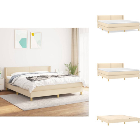 vidaXL Boxspring - Boxsprings - Bed - Slaapmeubel - Boxspring met matras stof crèmekleurig 180x200 cm