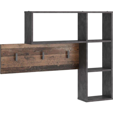 Kapstok met 4 open vakken, antracier en donkerbruin, wandkapstok, wandmontage