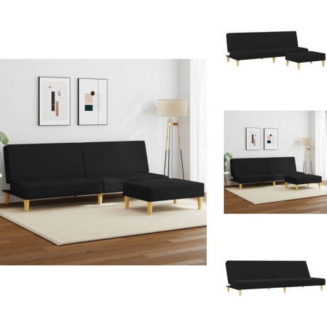 vidaXL Slaapbank - Slaapbanken - Slaap Bank - Bedbank - Slaapbank 2-zits met voetenbank stof zwart
