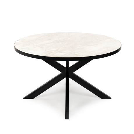 Stalux Ronde Eettafel 'Daan' 148cm, kleur zwart / wit marmer