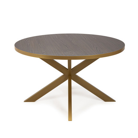 Stalux Ronde eettafel 'Daan' 135cm, kleur goud / bruin hout