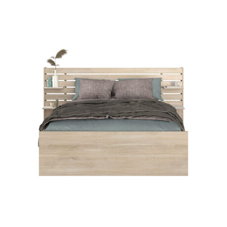 Leen Bakker - Bed Evi - Eikenkleur - 140x200 Cm - Spaanplaat - Beige