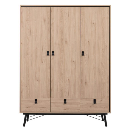 Leen Bakker - Kledingkast Kansas 3-deurs - Eikenkleur - 200x150x60 Cm - Spaanplaat - Bruin - 60.1x150.2x200.4 Cm