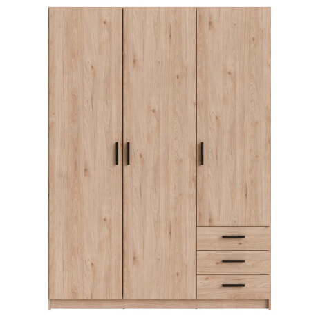 Leen Bakker - Kledingkast Sprint 3-deurs - Eikenkleur - 200x147x50 Cm - Spaanplaat - Bruin