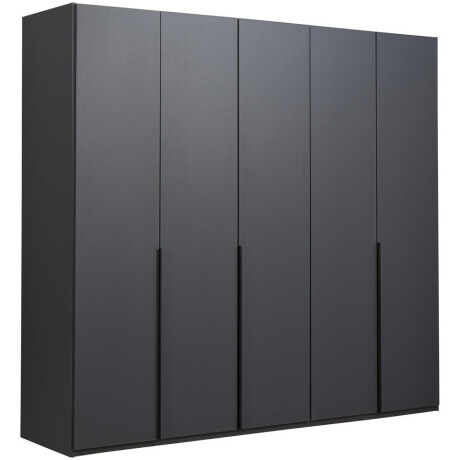 Leen Bakker - Kledingkast Milaan 5-deurs - Grafiet - 208x225x58 Cm - Spaanplaat - Zwart#Grijs