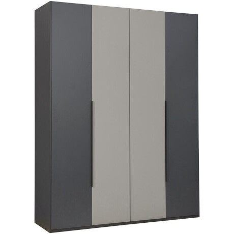25% korting - Leen Bakker - Kledingkast Milaan 4-deurs - Grafiet/greige -236x180x58 Cm - Spaanplaat - Zwart#Grijs#Taupe#Beige