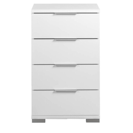 Leen Bakker - Nachtkastje Valencia - 4 Lades - Spaanplaat - Wit - 42x46x79 Cm