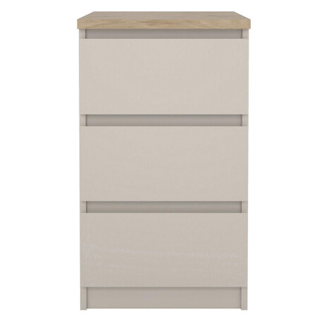 Leen Bakker - Nachtkastje Naia - 3 Lades - Greige - Spaanplaat - Grijs#Beige - 50x40.4x70.1 Cm
