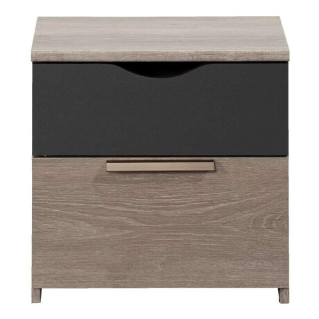 2e Halve Prijs Leen Bakker - Nachtkastje Tempo - 2 Lades - Eikenkleur/antraciet - Spaanplaat - Grijs - 43x43x34 Cm