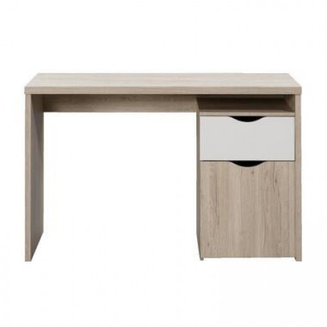 Bureau Tempo - eikenkleur/wit - 76x120x55 cm - Leen Bakker