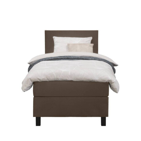 Leen Bakker - Boxspring Liv Egaal - 90x200 Cm - Vierkante Poot - Stof/Velvet - Bruin