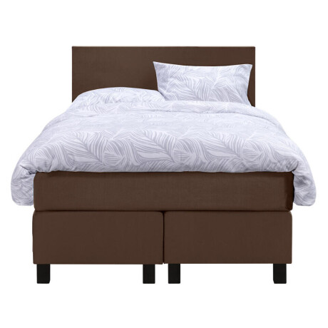 Leen Bakker - Boxspring Liv Egaal - 120x200 Cm - Vierkante Poot - Stof/Velvet - Bruin