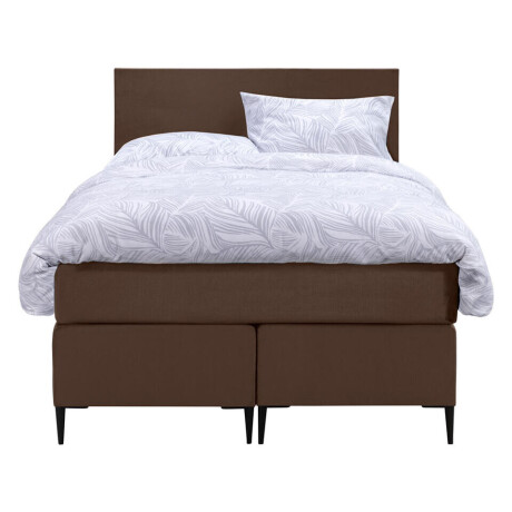 Leen Bakker - Boxspring Liv Egaal - 120x200 Cm - Slanke Poot - Stof/Velvet - Bruin