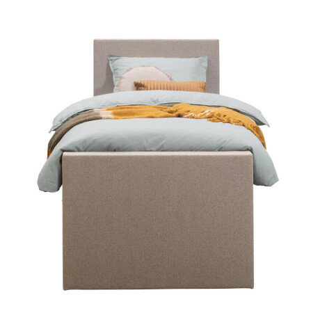 Leen Bakker - Boxspring Met Voetbord Liv Egaal - 90x200 Cm - Ronde Poot - Stof - Beige
