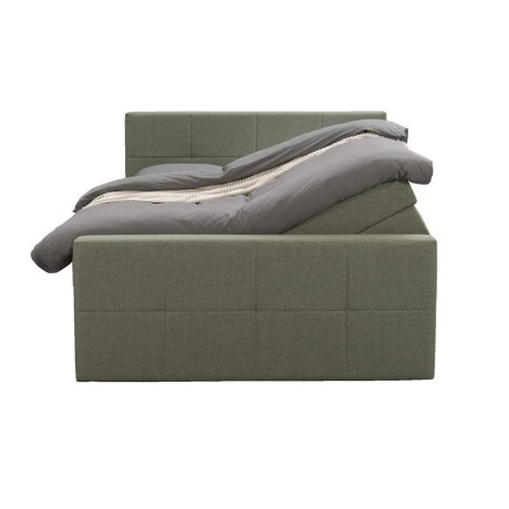 Leen Bakker - Boxspring Met Opbergruimte En Voetbord Liv Geblokt - 160x200cm - Stof - Groen