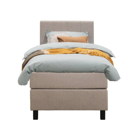 Leen Bakker - Boxspring Liv Geblokt - 90x200 Cm - Vierkante Poot - Stof - Beige