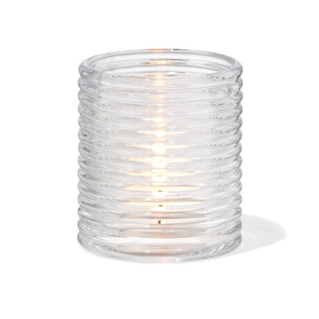HEMA HEMA Theelichthouder ⌀7x8cm Glas Ribbel (transparant)