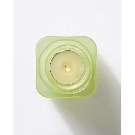 HEMA HEMA Theelichthouder ⌀7x7cm Kub Glas Mat Groen (groen)