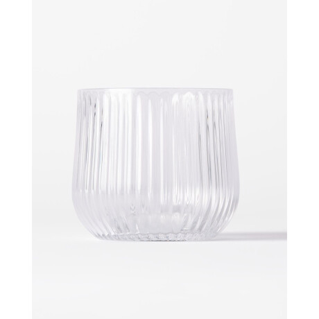 HEMA HEMA Theelichthouder ⌀10x8cm Bink Glas Ribbel Transparant (transparant)
