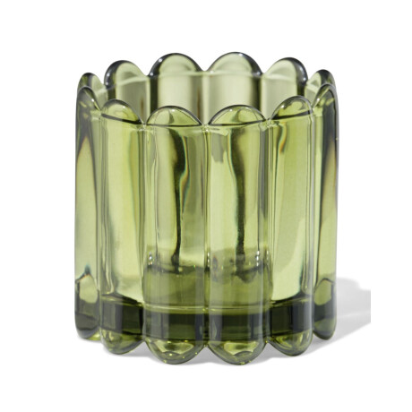 HEMA HEMA Glas Voor Geurkaars ⌀8x8cm Ribbel Donkergroen (donkergroen)