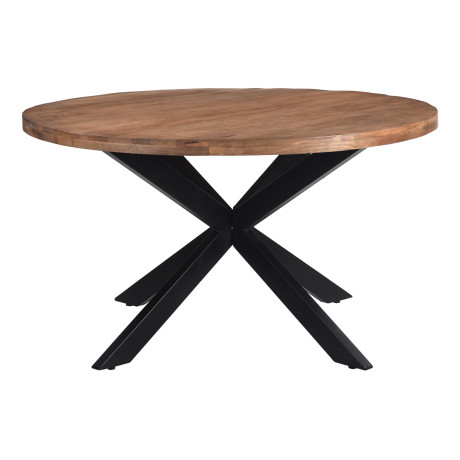 LivingFurn Ronde Eettafel 'Rocky' Mangohout en staal, 150cm