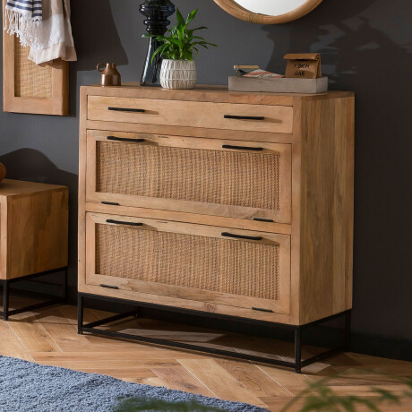 Artistiq Schoenenkast 'Denice' Mangohout en rotan, 91 x 85cm