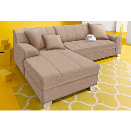 DOMO collection Hoekbank Turah incl. sierkussens, modern doorgestikt, ook in leer naar keuze met slaapfunctie, bedbank, bxdxh: 239x152x75 cm, l-model