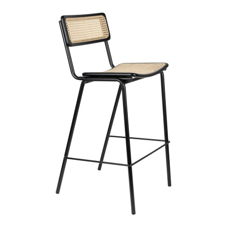 Zuiver Barkruk 'Jort' Rotan, kleur Naturel/Zwart (zithoogte 78cm)