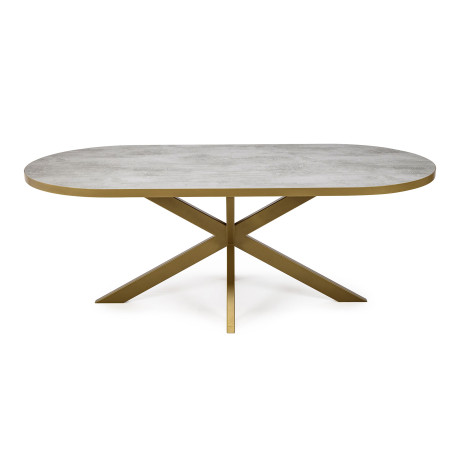 Stalux Plat ovale eettafel 'Noud' 240 x 100, kleur goud / beton