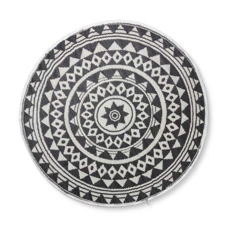 Buitenkleed mandala - zwart/wit - ø150 cm