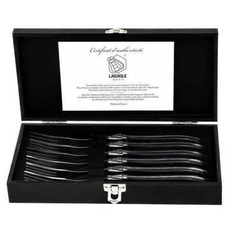 Laguiole Style de Vie Steakvorken Luxury Line Zwart Ebbenhout - 6 stuks