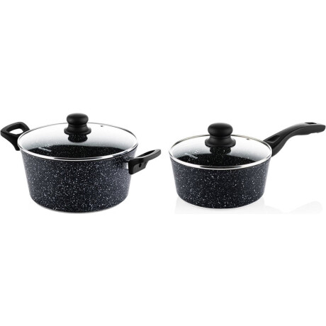 Westinghouse Pannenset Black Marble (Braadpan ø 24 cm + Steelpan ø 18 cm) - Inductie en alle andere warmtebronnen