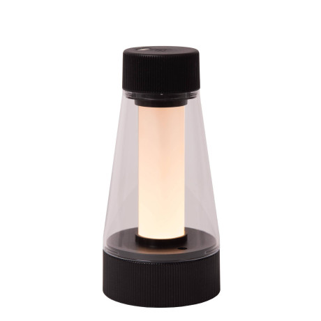 Lucide LORALI - Oplaadbare Tafellamp Binnen/Buiten - Accu/Batterij - Ø 7,7 cm - LED Dimb. - IP44 - Zwart