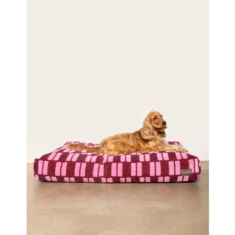 Dogguo hondenkussen RETRO-BLOCK-BED-BORDEAUX/PINK-M
