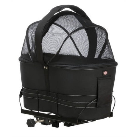 Trixie honden fietsmand Eva achterop Zwart met kussen en kap 48X29X42 cm