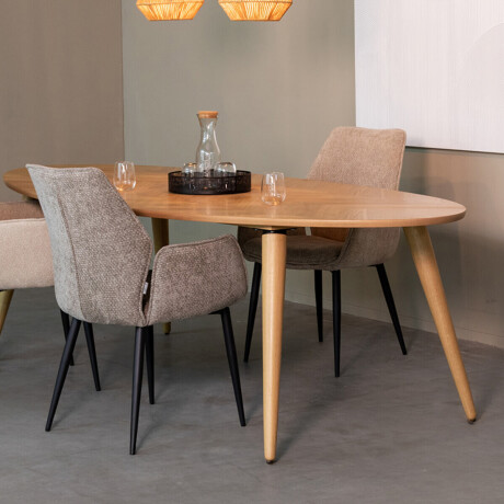 LABEL51 Ovale Eettafel 'Ines' Naturel Eiken, 210 x 110cm