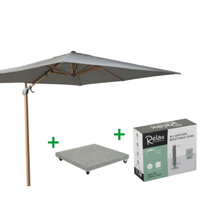 Combideal 4 Seasons Outdoor Zweefparasol Siesta Premium Charcoal - Woodlook 300 x 300 cm