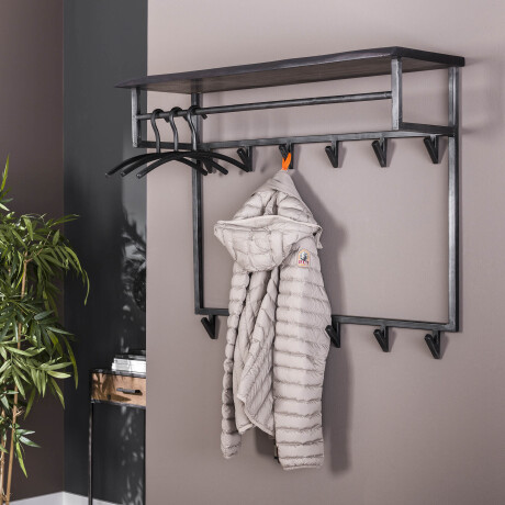 Kapstok 'Yena' Acaciahout en metaal, met 12 haken en plank