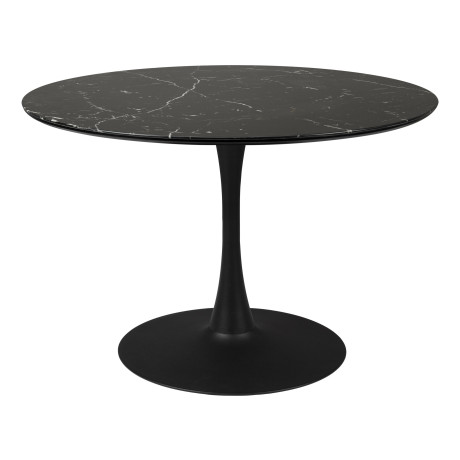 ZILT Ronde Eettafel 'Trisha' Marmerlook, 110cm, kleur Zwart